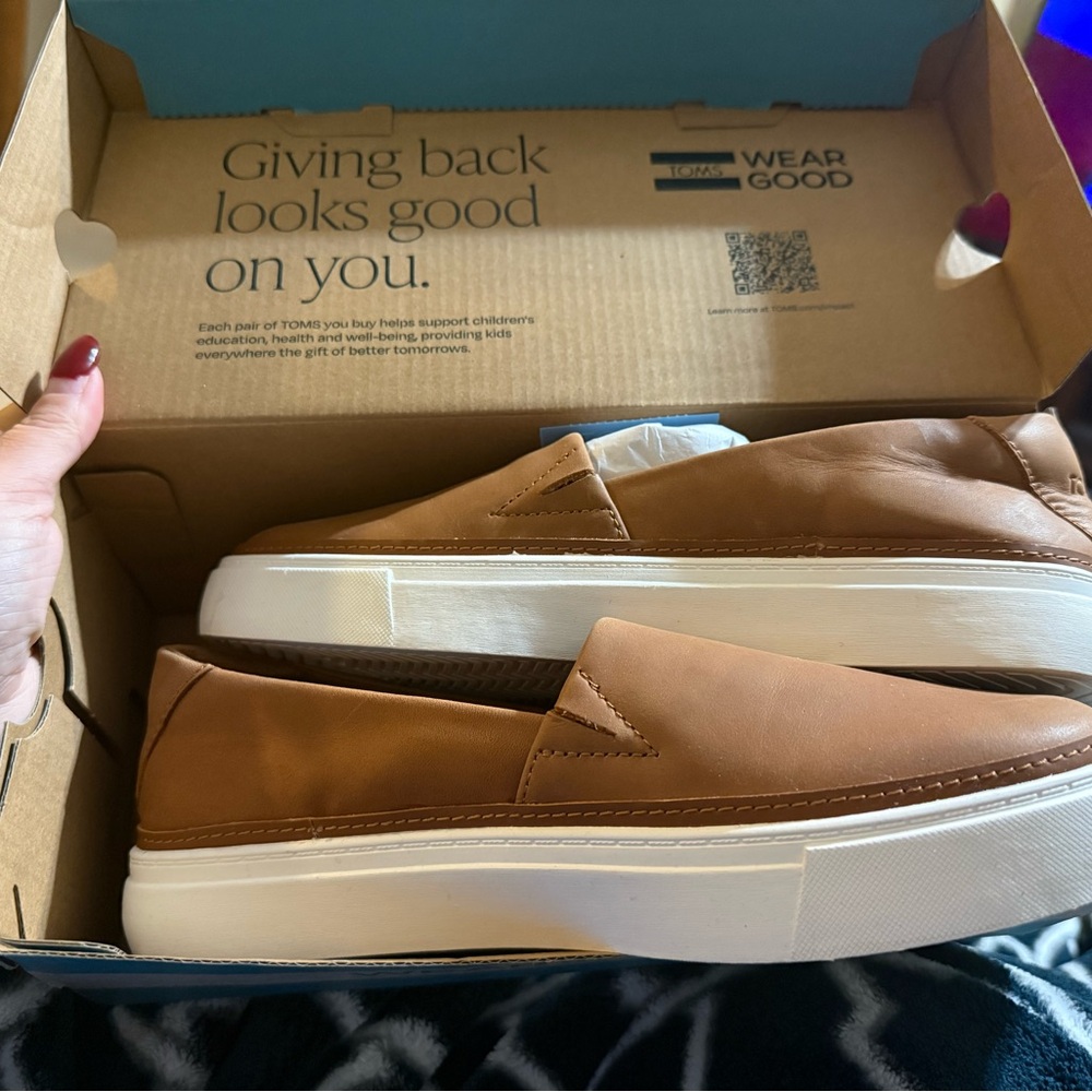 TOMS womens Brown Slip-On Loafers